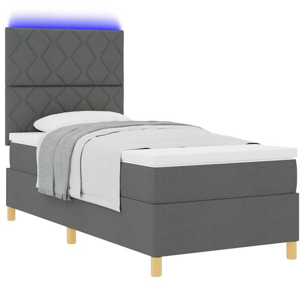 vidaXL Cama Box com colch&atilde;o Cinzento escuro 90 x 200 cm tecido