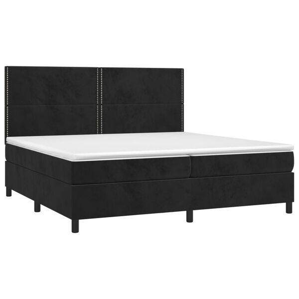 vidaXL Cama com molas/colch&atilde;o 200x200 cm veludo preto