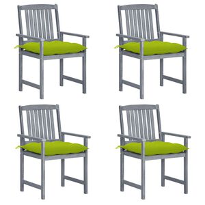 vidaXL Cadeiras de jardim com almofad&otilde;es 4 pcs ac&aacute;cia maci&ccedil;a cinza