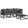 vidaXL Conjunto de Sof&aacute; de Jardim 4 unid. Preto Metal
