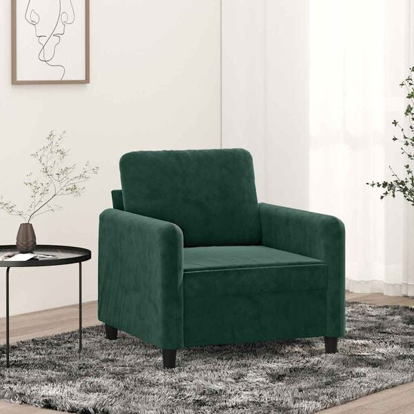 vidaXL Poltrona 60 cm veludo verde-escuro