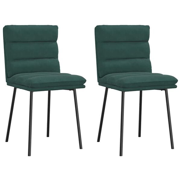 vidaXL Cadeiras de jantar 2 pcs veludo verde-escuro
