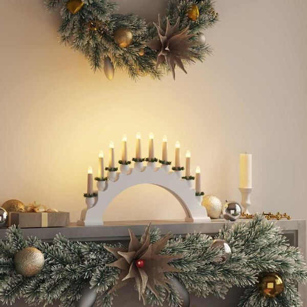 vidaXL Arco de Velas de Natal com 10 Velas LED Branco 47 x 5 x 29 cm