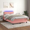 vidaXL Cama box spring c/ colch&atilde;o/LED 120x200 cm veludo rosa