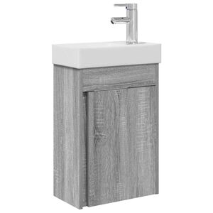 vidaXL Conjunto de M&oacute;veis de Banheiro com Torneira Sonoma cinzento