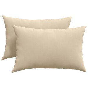 vidaXL Travesseiros de Sof&aacute; 2 pcs Creme 60 x 40 cm tecido
