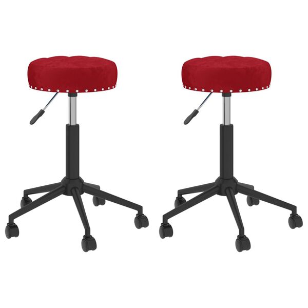 vidaXL Cadeiras de jantar girat&oacute;rias 2 pcs veludo vermelho tinto