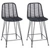 vidaXL Cadeira de Bar 2 pcs Preto 44,5 x 54,5 x 97,5 cm Rattan e Ferro