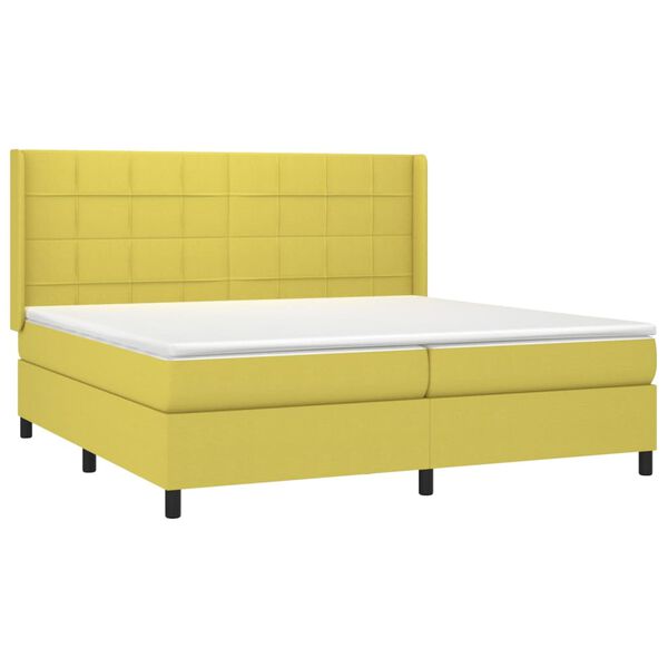 vidaXL Cama box spring c/ colch&atilde;o e LED 200x200 cm tecido verde