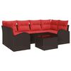 vidaXL Conjunto de Sof&aacute; de Jardim 7 pcs Bege e Vermelho vime PE