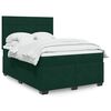 vidaXL Cama com molas/colch&atilde;o 160x200 cm veludo verde-escuro