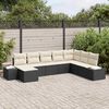 vidaXL Conjunto de Sof&aacute; de Jardim 8 pcs Preto e Creme vime PE