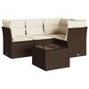 vidaXL 5 pcs conjunto sof&aacute;s p/ jardim c/ almofad&otilde;es vime PE castanho