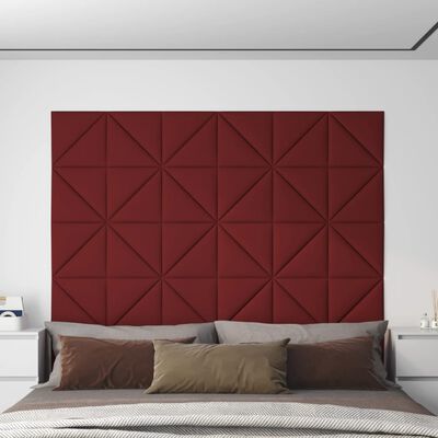 vidaXL Painel de parede 12 pcs 30x30 cm tecido 0,54 m² vermelho tinto