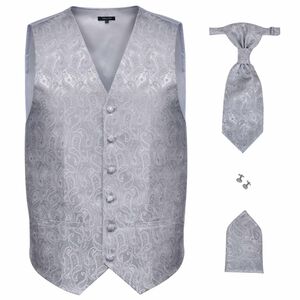 vidaXL Conjunto de Colete Masculino para Casamento Prateado 56