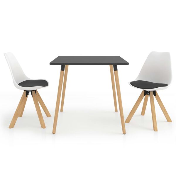 vidaXL 3 pcs conjunto de jantar preto e branco