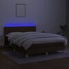vidaXL Cama box spring c/ colch&atilde;o/LED 140x190cm tecido castanho-escuro