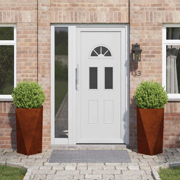 vidaXL Floreira 2 pcs Ferro Enferrujado 40 x 40 x 75 cm