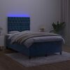 vidaXL Cama box spring c/ colch&atilde;o/LED 120x200 cm veludo azul-escuro