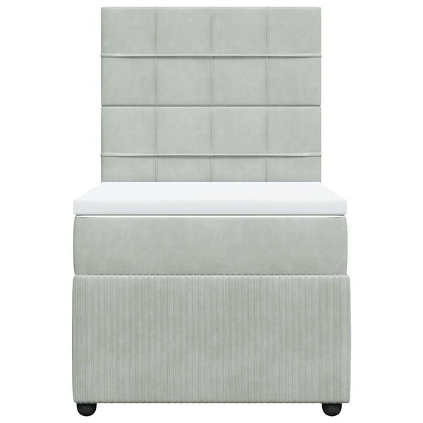 vidaXL Cama com molas/colch&atilde;o 100x200 cm veludo cinza-claro