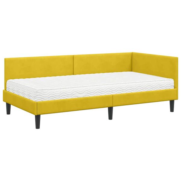 vidaXL Estrutura de Cama de Canto com Colch&atilde;o 2 pcs Amarelo Veludo