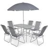 vidaXL 8pcs conjunto de jantar para jardim textilene cinzento