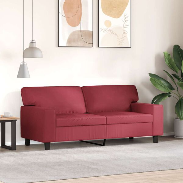 vidaXL Sof&aacute; de 2 lugares 140 cm couro artificial vermelho tinto
