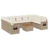 vidaXL 10 pcs conjunto de sof&aacute;s p/ jardim com almofad&otilde;es vime PE bege