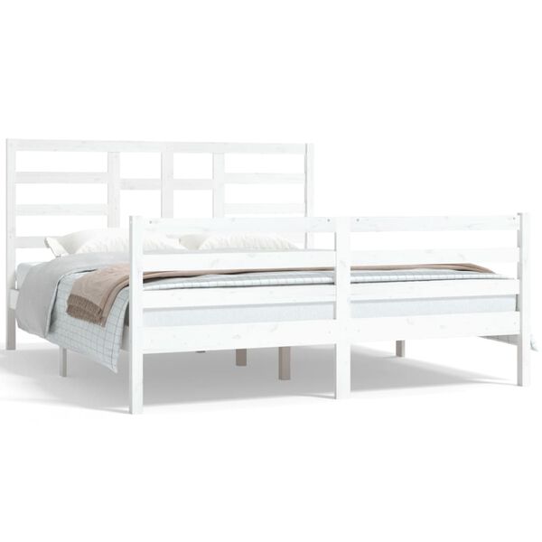 vidaXL Estrutura de cama 160x200 cm madeira maci&ccedil;a branco