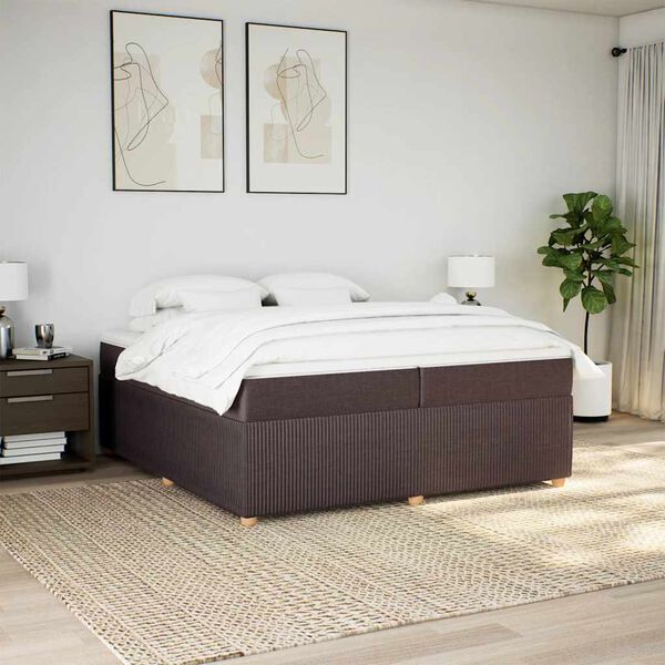 vidaXL Cama com molas/colch&atilde;o 200x200 cm tecido castanho-escuro