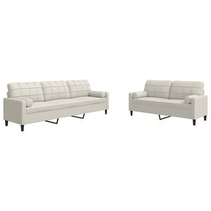 vidaXL 2 pcs conjunto de sof&aacute;s com almofad&otilde;es e rolos veludo creme