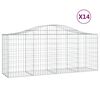 vidaXL Cestos gabi&atilde;o arqueados 14pcs 200x50x80/100cm ferro galvanizado