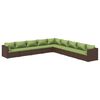 vidaXL 9 pcs conjunto lounge de jardim c/ almofad&otilde;es vime PE castanho