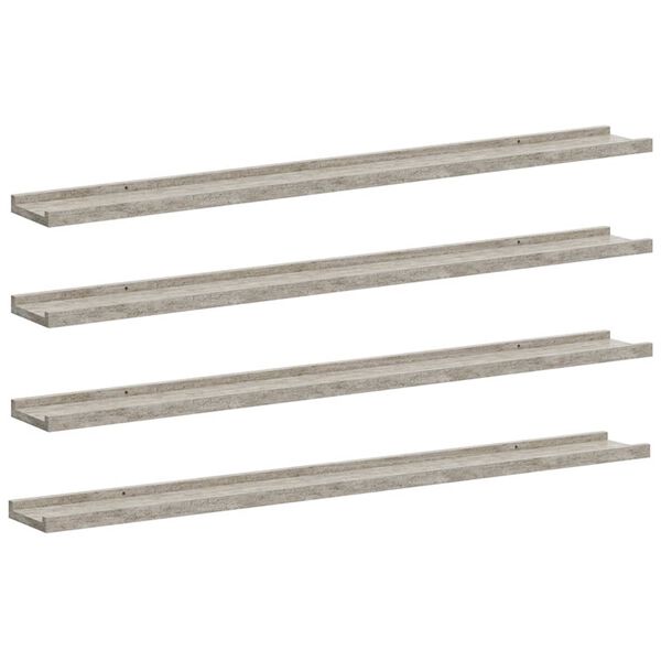 vidaXL Prateleiras de parede 4 pcs 100x9x3 cm cinzento cimento