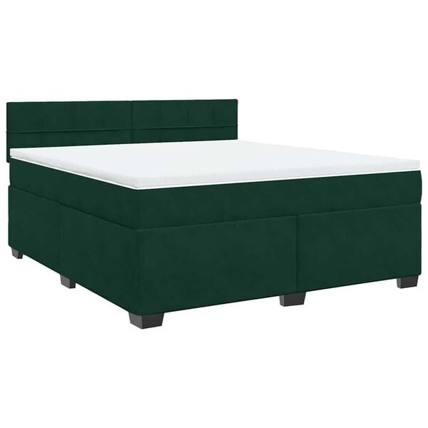 vidaXL Cama com molas/colch&atilde;o 180x200 cm veludo verde-escuro