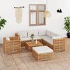 vidaXL 8 pcs conjunto lounge jardim + almofad&otilde;es cor creme teca maci&ccedil;a