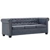 vidaXL Conjunto sof&aacute;s chesterfield camur&ccedil;a artificial cinzento