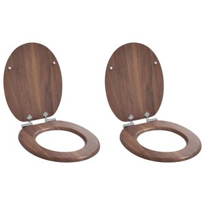 vidaXL Assento de Sanit&aacute;rio com Fechamento Suave 2 unid. Castanho