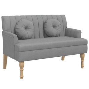 vidaXL Banco c/ almofad&otilde;es 113x64,5x75,5 cm tecido cinzento-claro