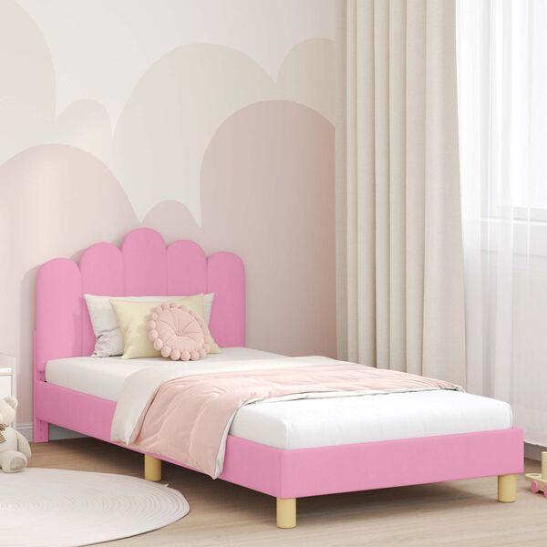 vidaXL Estrutura de Cama Infantil com Cabeceira Rosa 90 x 200 cm