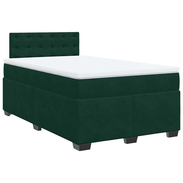 vidaXL Cama boxspring com colch&atilde;o 120x200 cm veludo verde-escuro