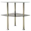 vidaXL Mesa apoio 2 prateleiras 38x38x50cm vidro temp. transp./preto