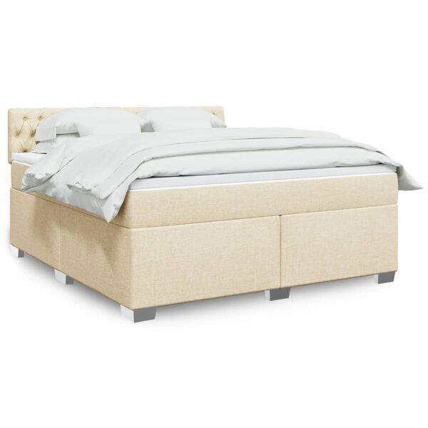 vidaXL Cama com molas/colch&atilde;o 180x200 cm tecido cor creme
