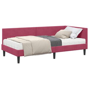 vidaXL Estrutura de Cama de Canto com Colch&atilde;o 2 unid. Verde Veludo