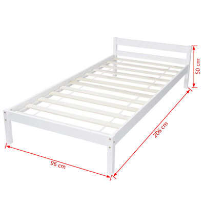 vidaXL Estrutura de cama em pinho maciço 90x200 cm branco