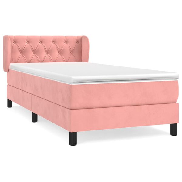 vidaXL Cama com molas/colch&atilde;o 80x200 cm veludo rosa