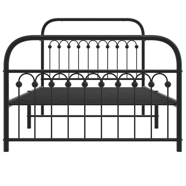 vidaXL Estrutura de cama com cabeceira e pés 107x203 cm metal preto