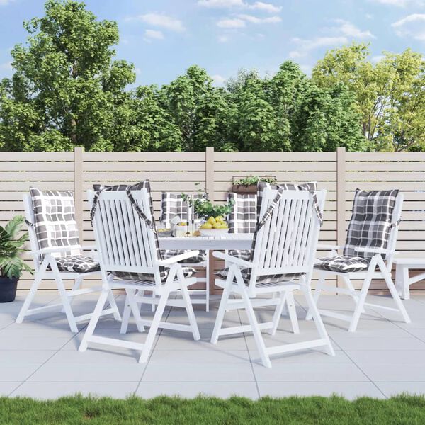 vidaXL Almofad&otilde;es cadeira encosto alto 6 pcs oxford xadrez cinzento