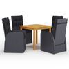 vidaXL 5 pcs conjunto de jantar de jardim preto