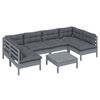 vidaXL 7 pcs conjunto lounge de jardim + almofad&otilde;es pinho maci&ccedil;o cinza
